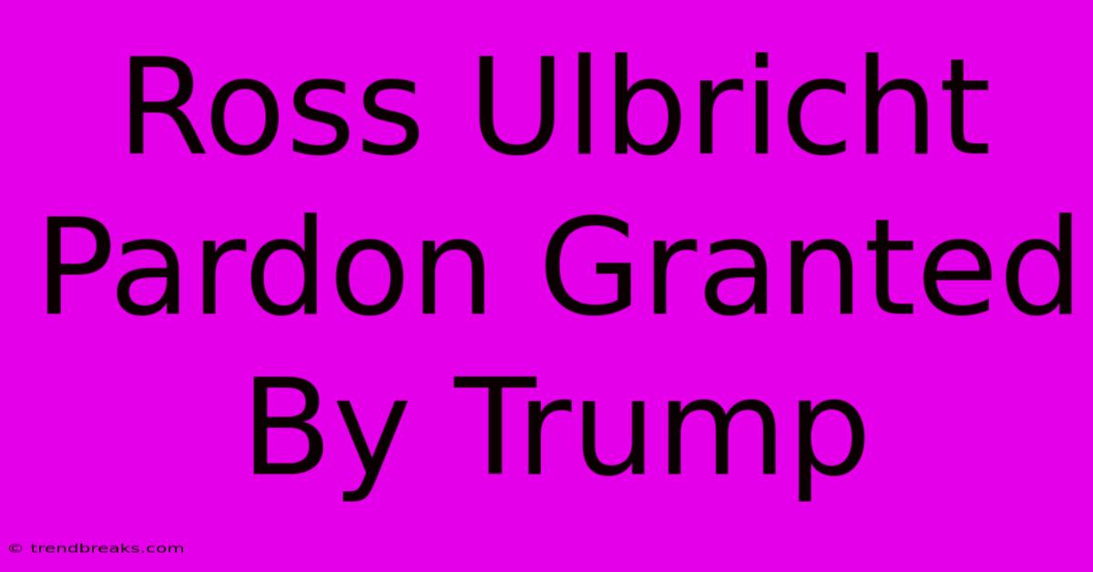 Ross Ulbricht Pardon Granted By Trump