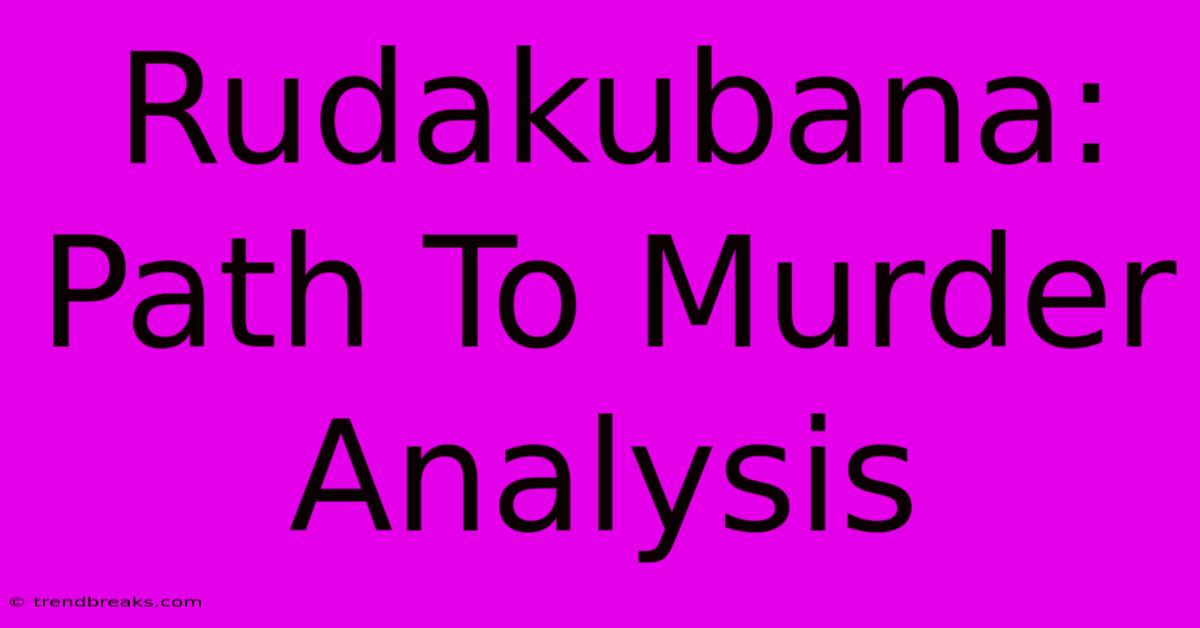 Rudakubana: Path To Murder Analysis 