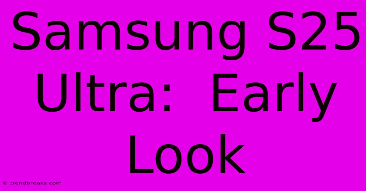 Samsung S25 Ultra:  Early Look