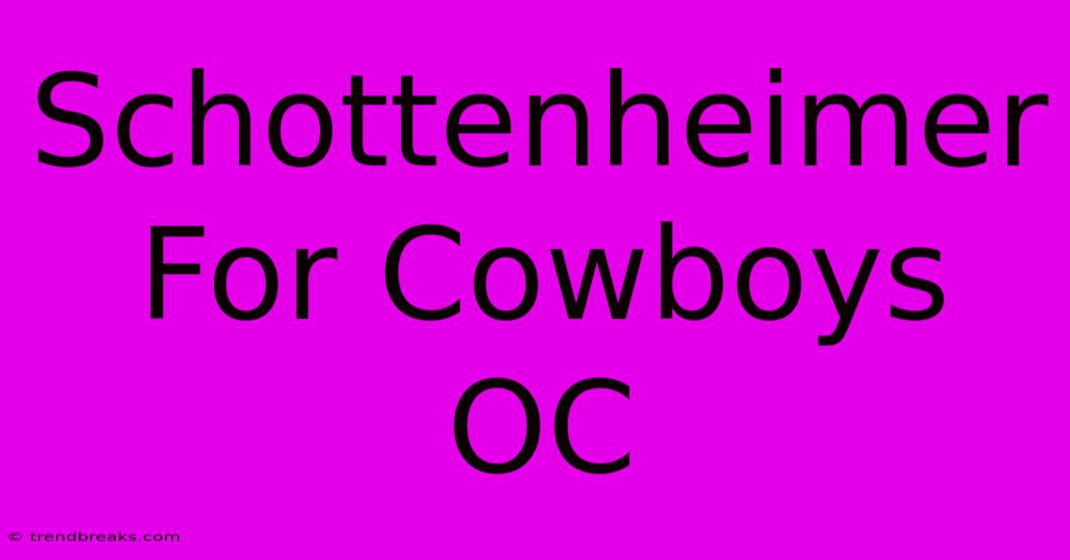 Schottenheimer For Cowboys OC