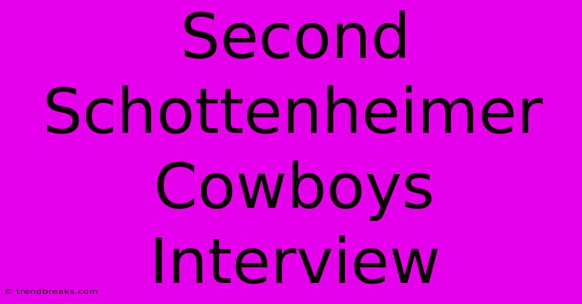 Second Schottenheimer Cowboys Interview