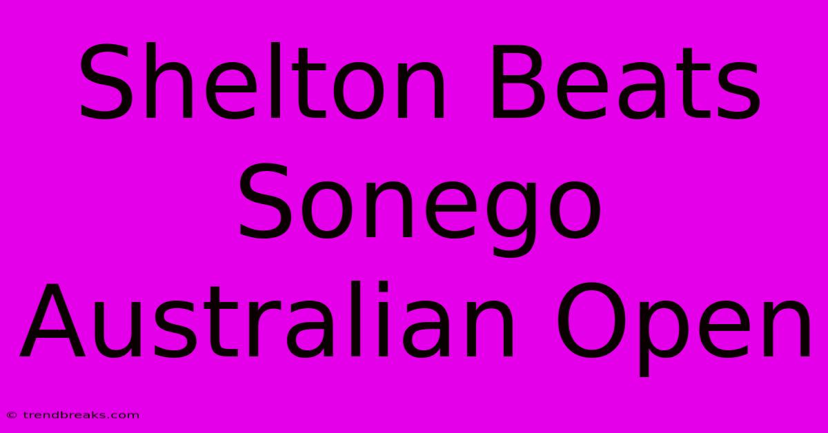 Shelton Beats Sonego Australian Open