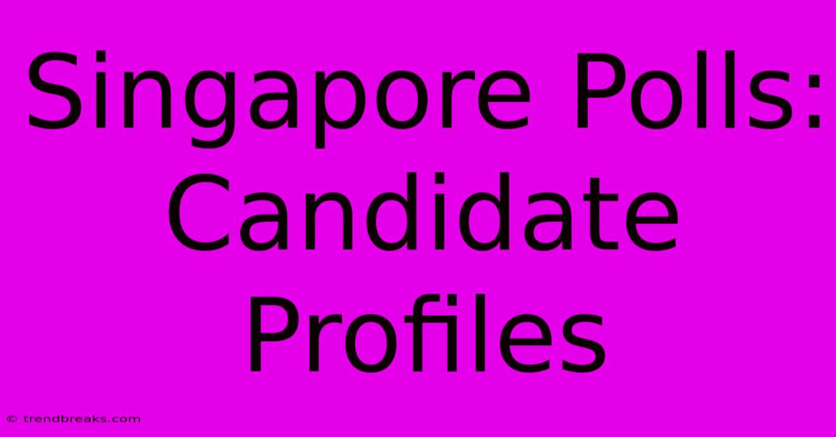 Singapore Polls: Candidate Profiles