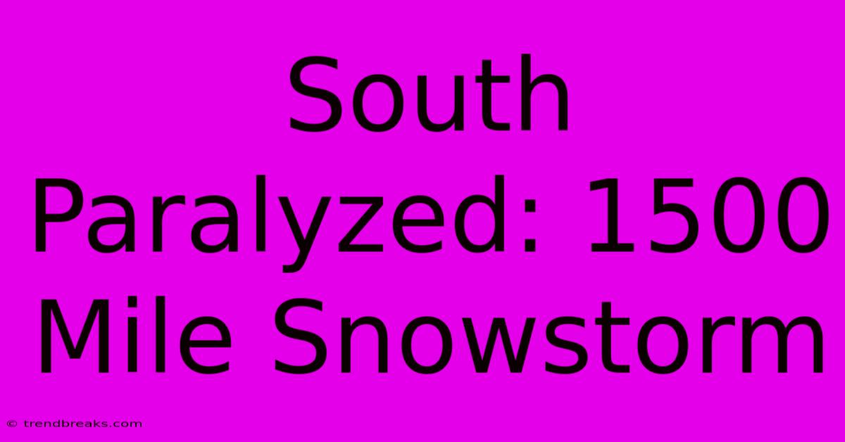 South Paralyzed: 1500 Mile Snowstorm