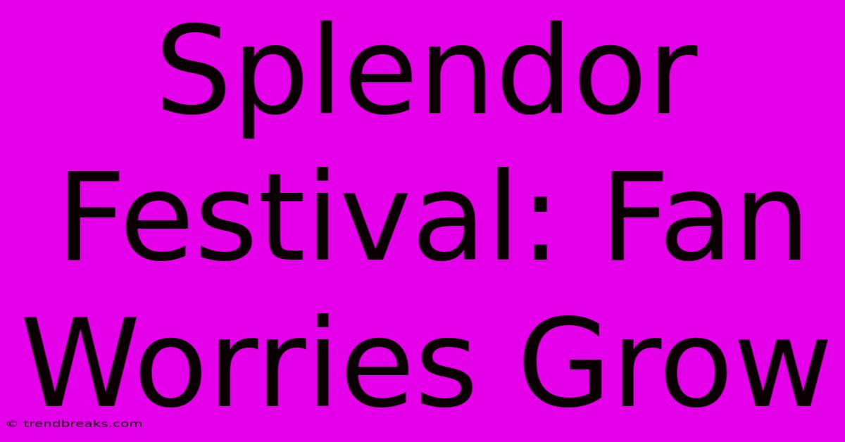 Splendor Festival: Fan Worries Grow