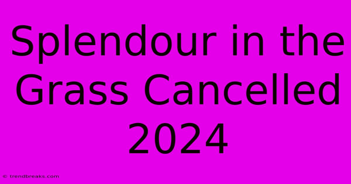 Splendour In The Grass Cancelled 2024