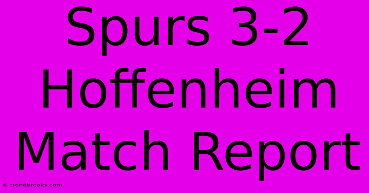 Spurs 3-2 Hoffenheim Match Report