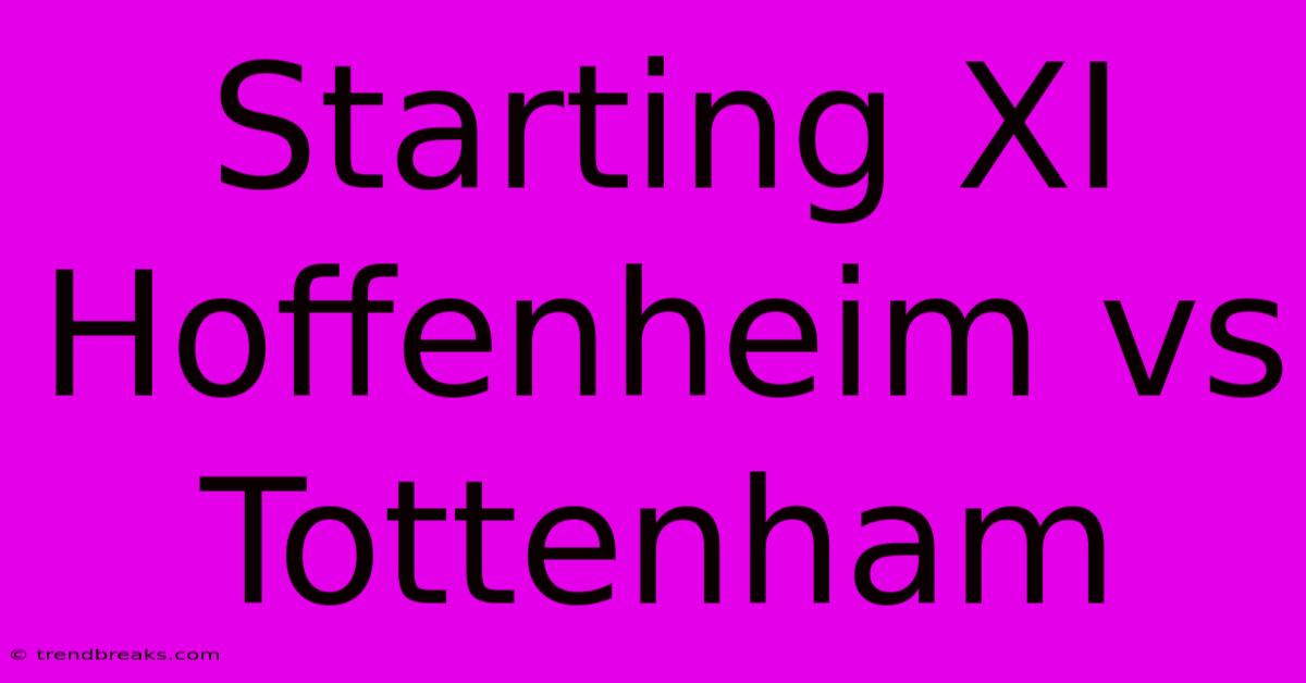 Starting XI Hoffenheim Vs Tottenham