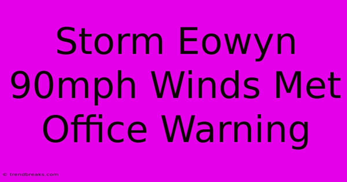 Storm Eowyn 90mph Winds Met Office Warning