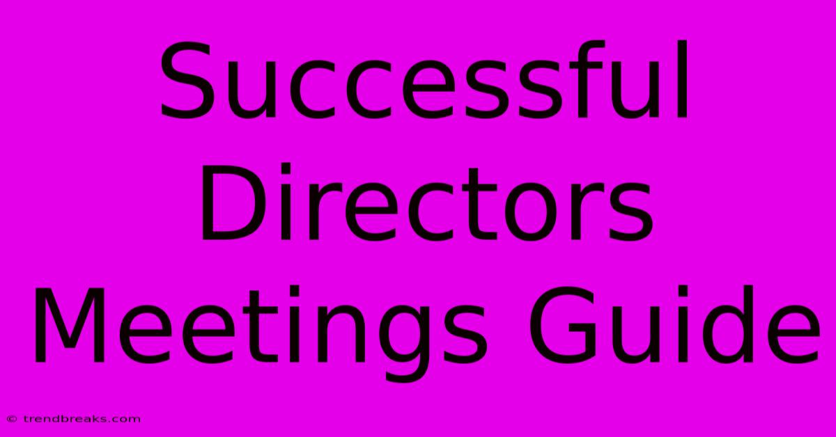 Successful Directors Meetings Guide