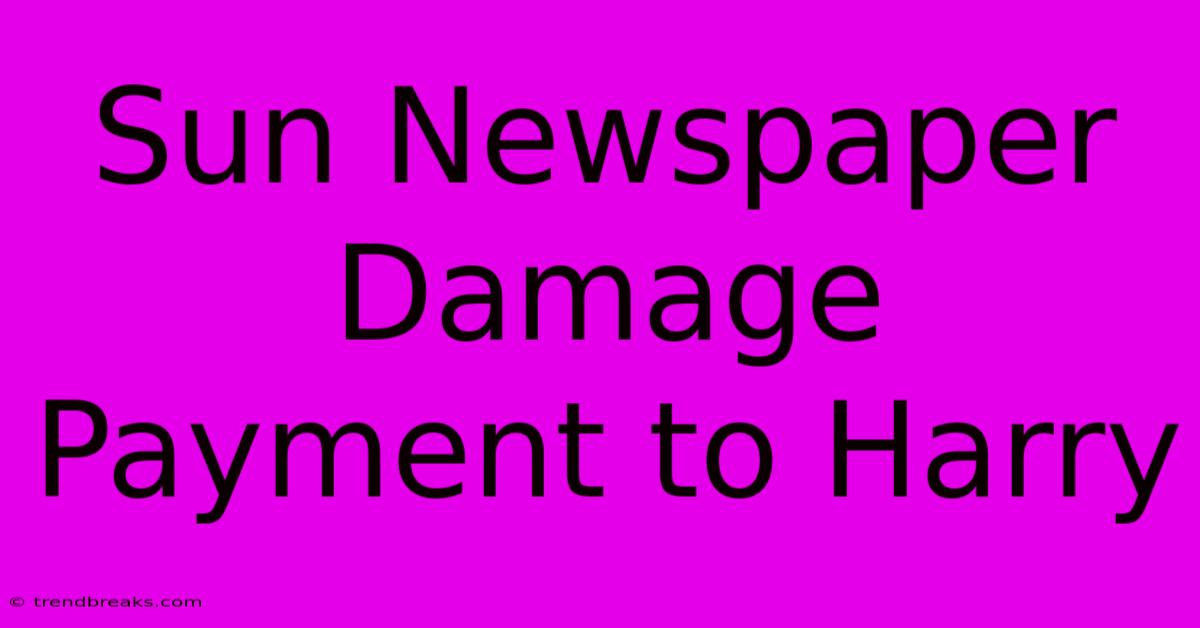 Sun Newspaper Damage Payment To Harry