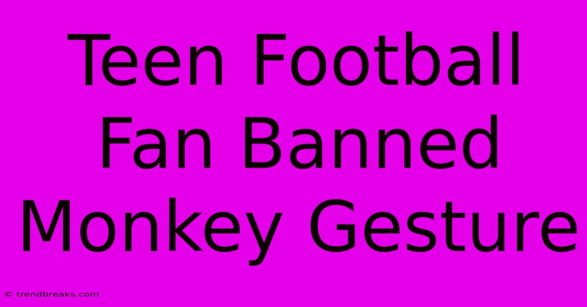 Teen Football Fan Banned Monkey Gesture