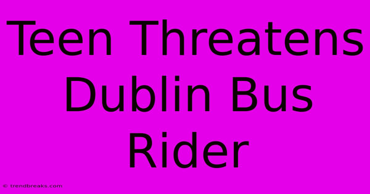 Teen Threatens Dublin Bus Rider