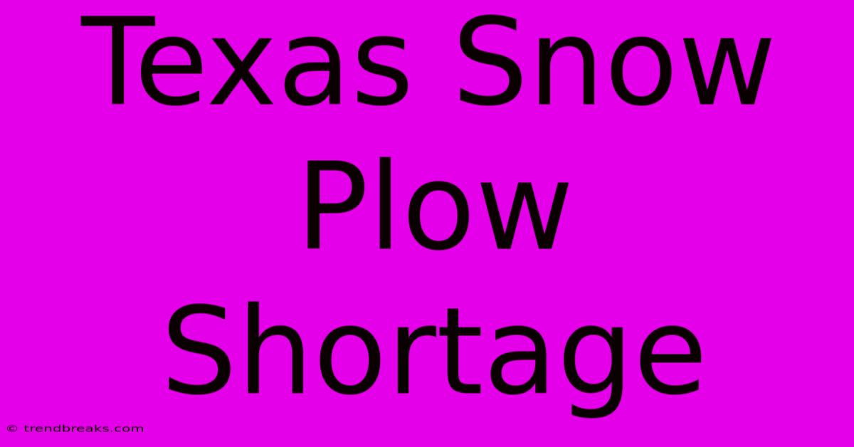 Texas Snow Plow Shortage