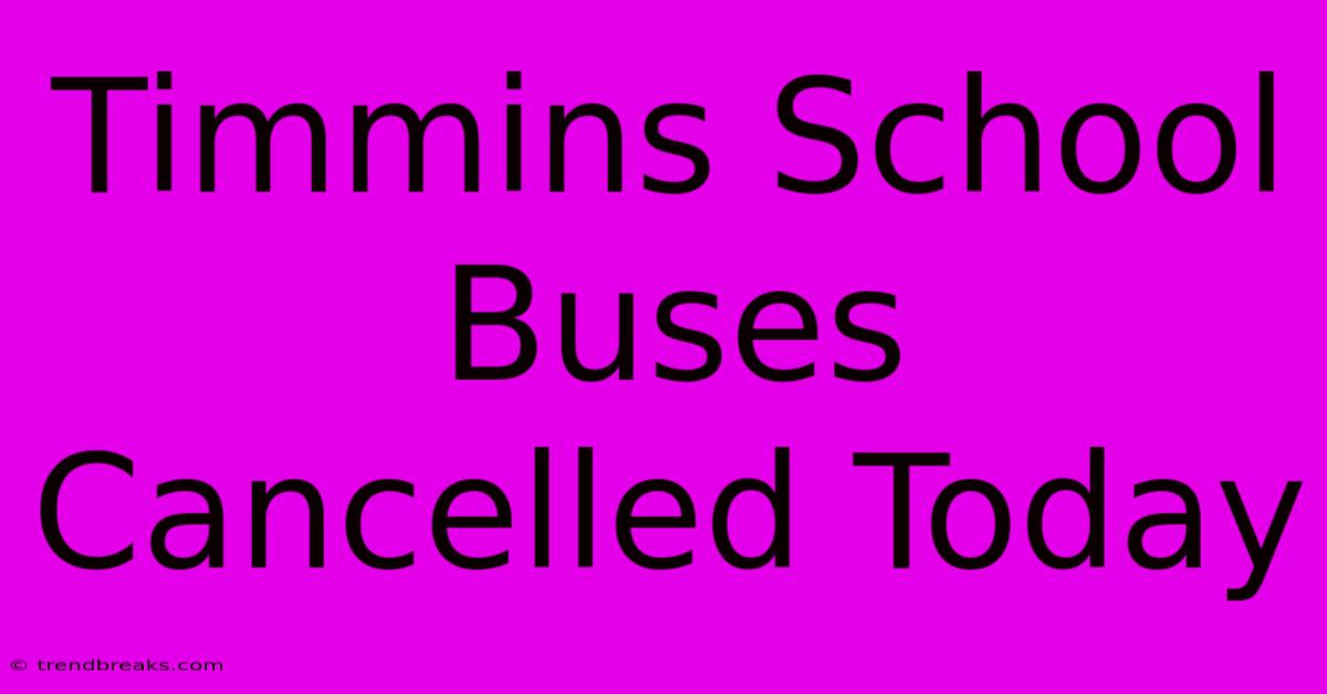 Timmins School Buses Cancelled Today