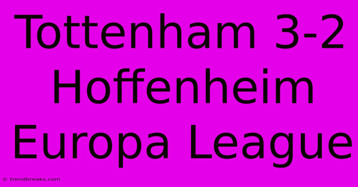 Tottenham 3-2 Hoffenheim Europa League