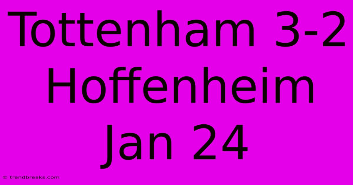 Tottenham 3-2 Hoffenheim Jan 24