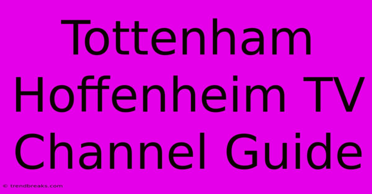 Tottenham Hoffenheim TV Channel Guide