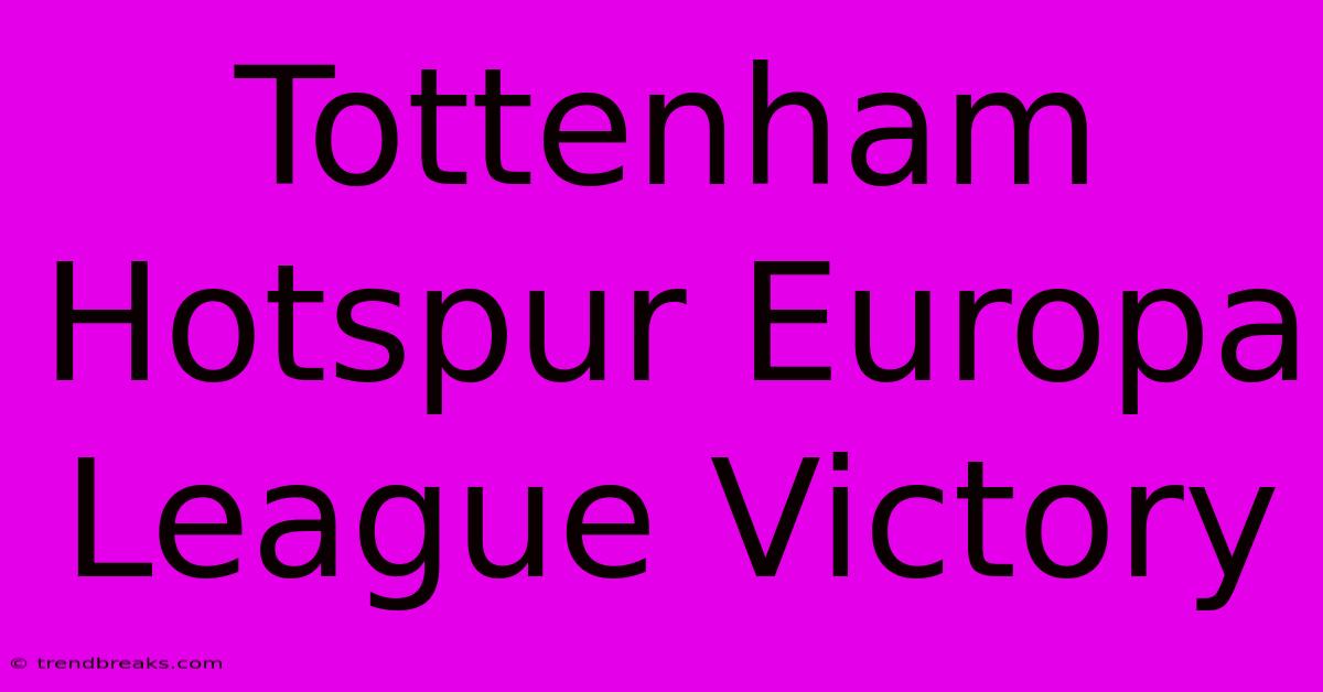 Tottenham Hotspur Europa League Victory