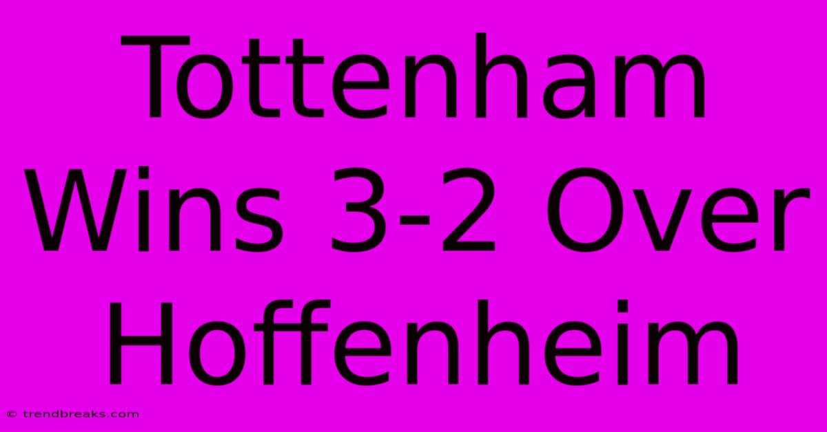 Tottenham Wins 3-2 Over Hoffenheim