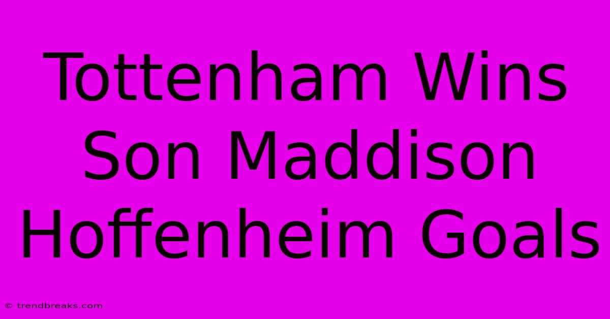 Tottenham Wins Son Maddison Hoffenheim Goals