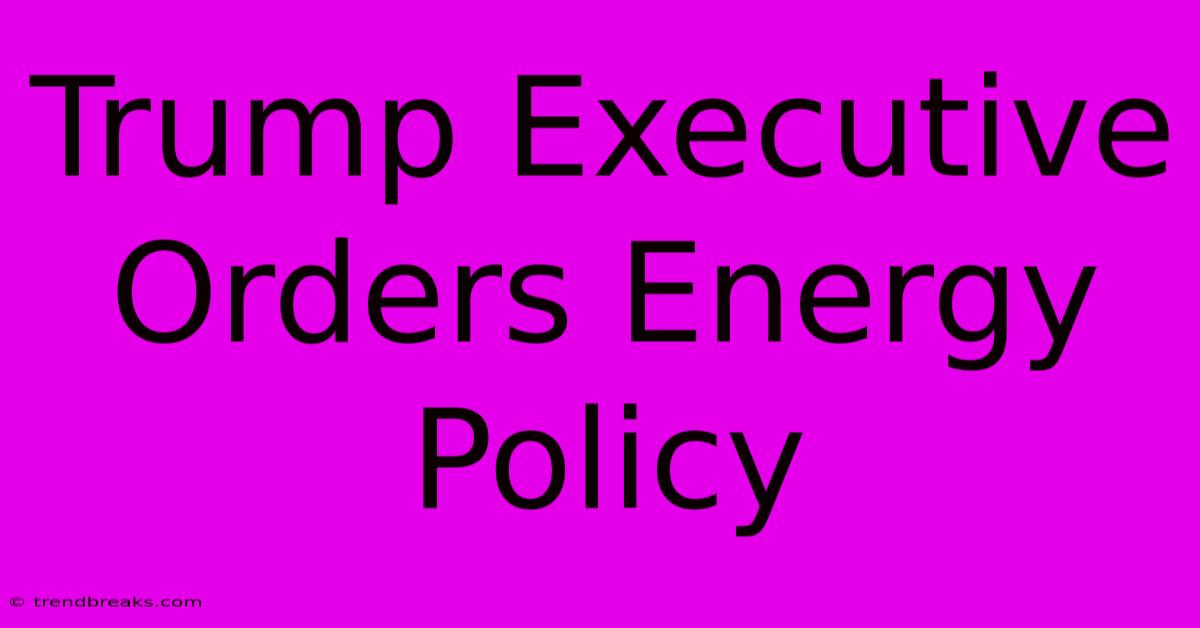 Trump Executive Orders Energy Policy