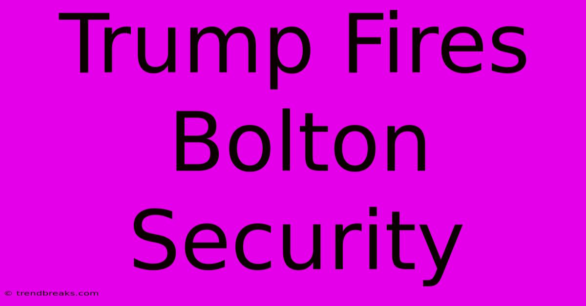 Trump Fires Bolton Security