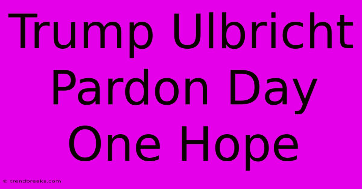 Trump Ulbricht Pardon Day One Hope