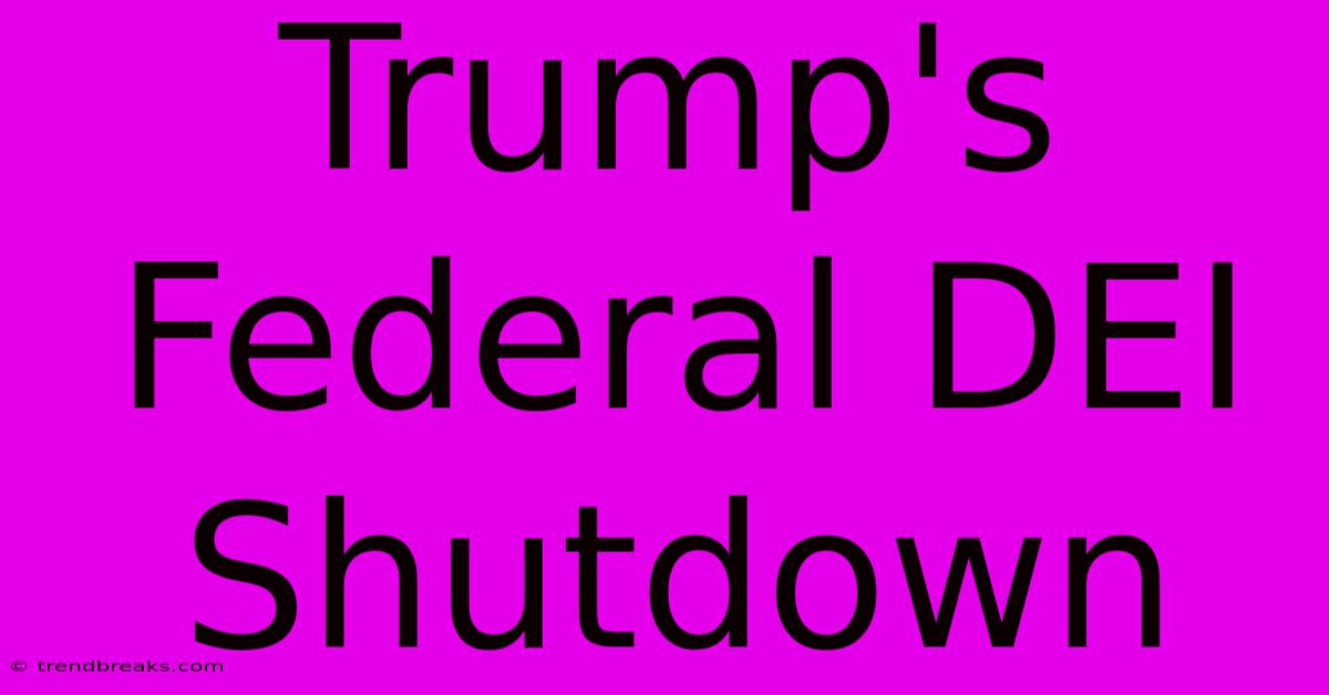 Trump's Federal DEI Shutdown