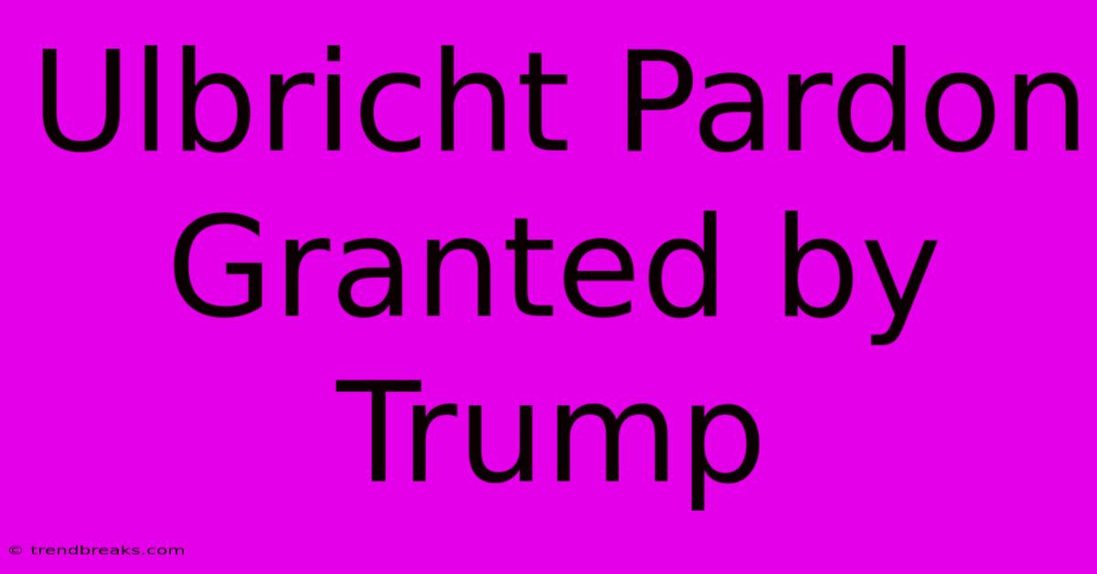 Ulbricht Pardon Granted By Trump