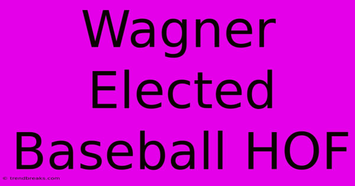 Wagner Elected Baseball HOF