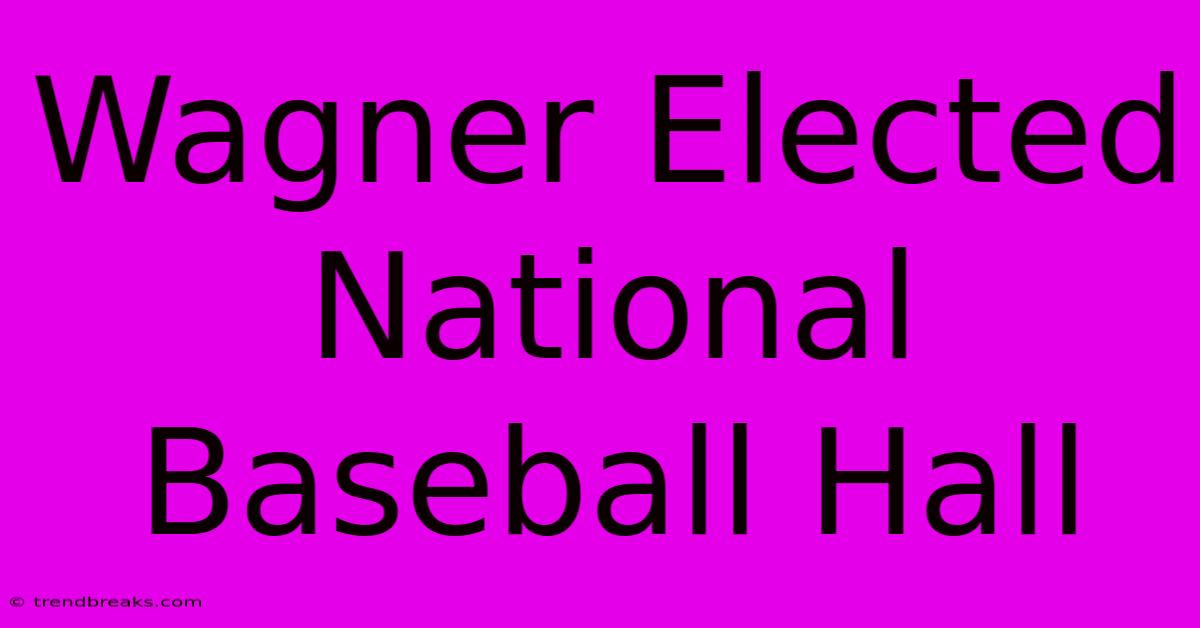 Wagner Elected National Baseball Hall