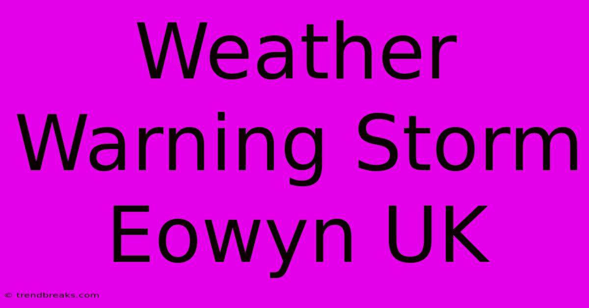 Weather Warning Storm Eowyn UK