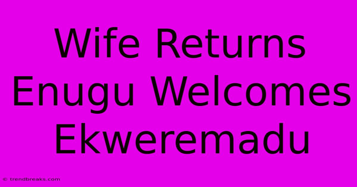 Wife Returns Enugu Welcomes Ekweremadu