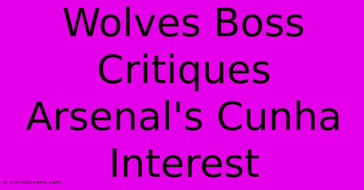 Wolves Boss Critiques Arsenal's Cunha Interest